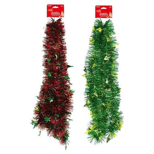 Picture of . Case of [48] 7' Tinsel Garlands - 3.75" Tree Cutouts, 2 Colors .