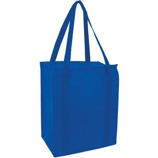 Picture of . Case of [50] Glacier Jumbo Insulated Zipper Totes - Royal Blue .