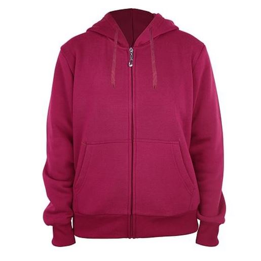 Image sur . Case of [12] Women's Full Zip Fleece Hoodie Sweatshirts - S-3XL, Ruby .