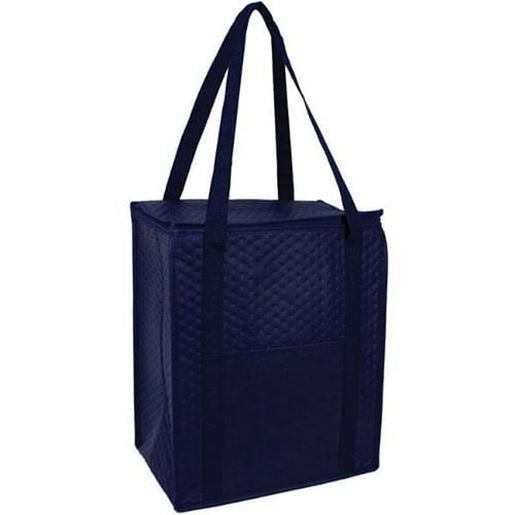 Picture of . Case of [50] Glacier Jumbo Insulated Zipper Totes - Navy Blue .