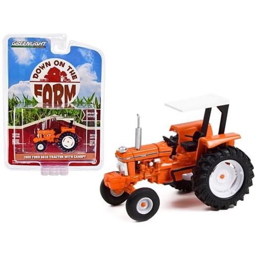 Picture of 1989 Ford 6610 Tractor with Canopy Orange with White Top and Black Stripes "Down on the Farm" Series 6 1/64 Diecast Model by Greenlight