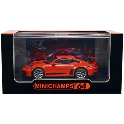 Picture of Porsche 911 (992) GT3 Lava Orange with Black Stripes 1/64 Diecast Model Car by Minichamps