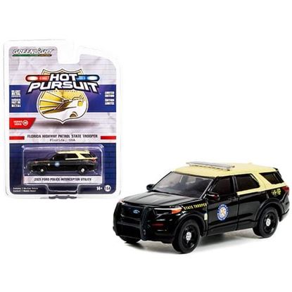 Picture of 2021 Ford Police Interceptor Utility Black with Cream Top "Florida Highway Patrol State Trooper" "Hot Pursuit" Series 41 1/64 Diecast Model Car by Greenlight