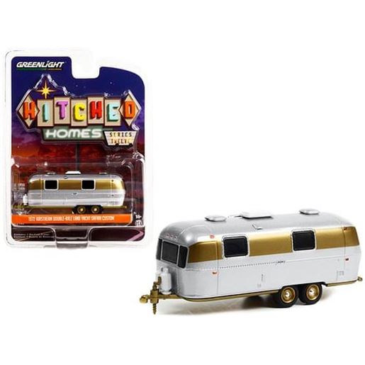 Picture of 1972 Airstream Double-Axle Land Yacht Safari Custom Travel Trailer Chrome and Gold "Hitched Homes" Series 12 1/64 Diecast Model by Greenlight