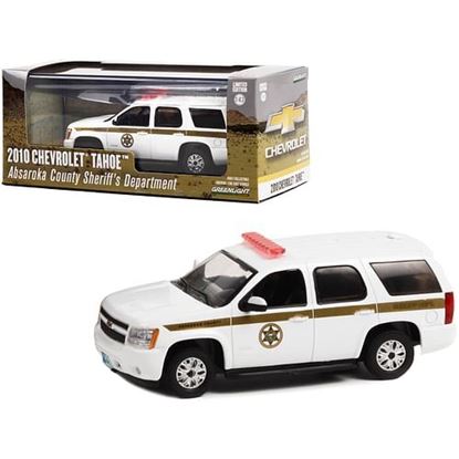 Picture of 2010 Chevrolet Tahoe White with Gold Stripes "Absaroka County Sheriff's Department" 1/43 Diecast Model Car by Greenlight