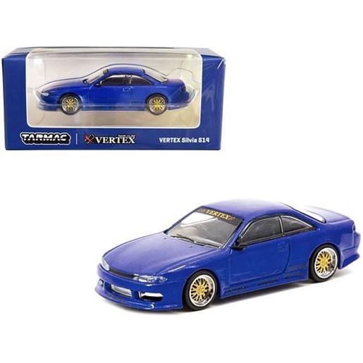 Picture of Nissan VERTEX Silvia S14 RHD (Right Hand Drive) Blue Metallic "Global64" Series 1/64 Diecast Model Car by Tarmac Works