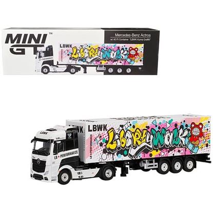 Picture of Mercedes Benz Actros with 40' Container "LBWK Kuma Graffiti" White with Graphics 1/64 Diecast Model by True Scale Miniatures