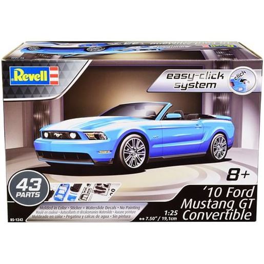 Picture of Level 2 Easy-Click 2010 Ford Mustang GT Convertible Blue 1/25 Scale Model by Revell