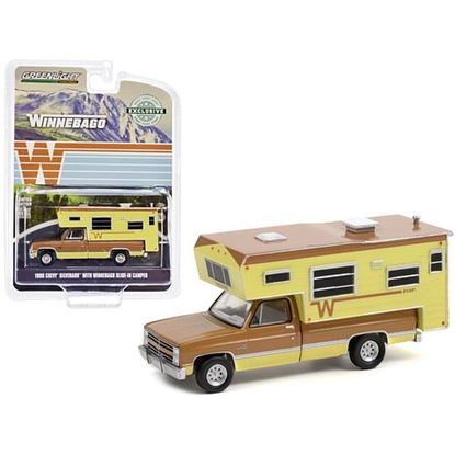 Picture of 1986 Chevrolet Silverado "Camper Special" with Winnebago Slide-In Camper Copper Canyon and Doeskin Tan "Hobby Exclusive" 1/64 Diecast Model Car by Greenlight