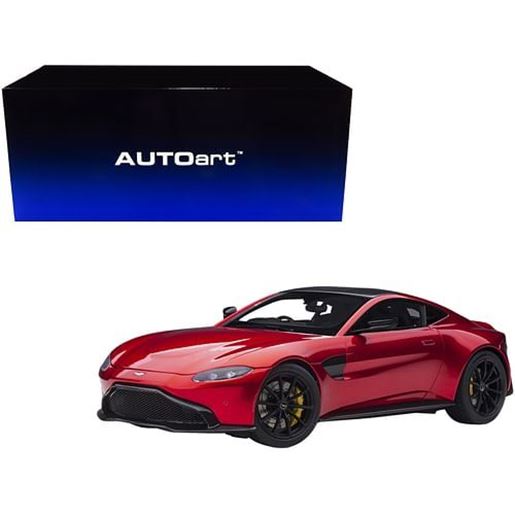 Picture of 2019 Aston Martin Vantage RHD (Right Hand Drive) Hyper Red Metallic with Carbon Top 1/18 Model Car by Autoart