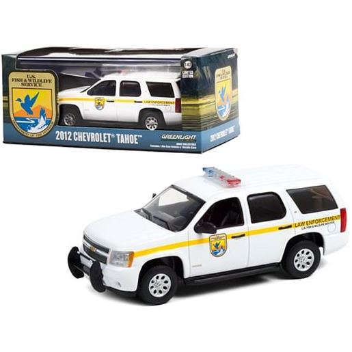 Picture of 2012 Chevrolet Tahoe White with Yellow Stripes "U.S. Fish & Wildlife Service Law Enforcement" 1/43 Diecast Model Car by Greenlight