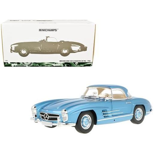 Picture of 1958 Mercedes-Benz 300 SL Roadster (W198) Blue Metallic 1/18 Diecast Model Car by Minichamps