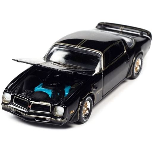 Picture of 1976 Pontiac Firebird Trans Am 50th Anniversary Edition Black with Gold Bird Hood Graphic "Vintage Muscle" Limited Edition 1/64 Diecast Model Car by Auto World