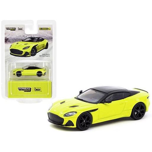 Picture of Aston Martin DBS Superleggera Yellow Metallic with Black Top "Global64" Series 1/64 Diecast Model Car by Tarmac Works