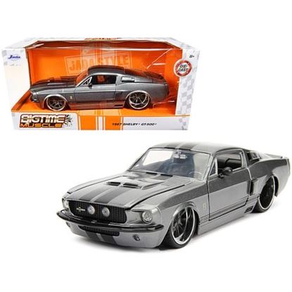 Picture of 1967 Ford Mustang Shelby GT500 Gray Metallic with Black Stripes "Bigtime Muscle" Series 1/24 Diecast Model Car by Jada