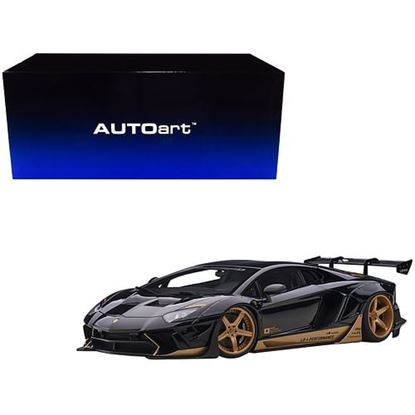 Picture of Lamborghini Aventador Liberty Walk LB-Works Gloss Black with Gold Accents Limited Edition 1/18 Model Car by Autoart