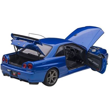 Picture of Nissan Skyline GT-R (R34) V-Spec II RHD (Right Hand Drive) Bayside Blue Metallic 1/18 Model Car by Autoart