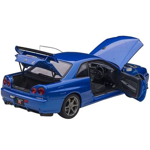 Picture of Nissan Skyline GT-R (R34) V-Spec II RHD (Right Hand Drive) Bayside Blue Metallic 1/18 Model Car by Autoart