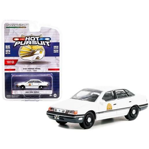 Picture of 1990 Ford Taurus Police White "Utah Highway Patrol" "Hot Pursuit" Series 41 1/64 Diecast Model Car by Greenlight