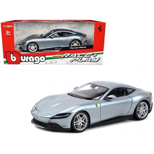 Picture of Ferrari Roma Gray Metallic "Race + Play" Series 1/24 Diecast Model Car by Bburago