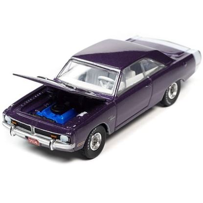 Picture of 1971 Dodge Dart Swinger 340 Special Plum Crazy Purple Metallic with White Tail Stripe "Vintage Muscle" Limited Edition 1/64 Diecast Model Car by Auto World