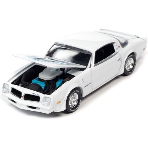 Picture of 1976 Pontiac Firebird Trans Am Cameo White with Blue & Black Bird Hood Graphic "Vintage Muscle" Limited Edition 1/64 Diecast Model Car by Auto World