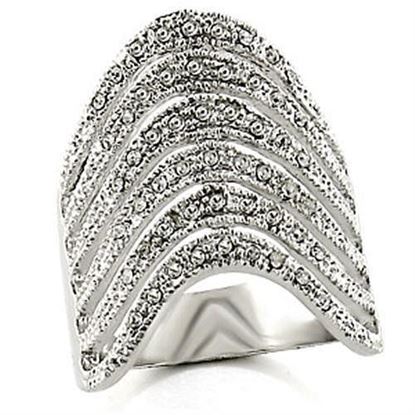 Picture of 03124 - Brass Ring Rhodium Women Top Grade Crystal Clear
