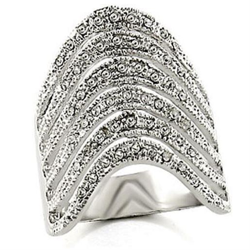 Image sur 03124 - Brass Ring Rhodium Women Top Grade Crystal Clear