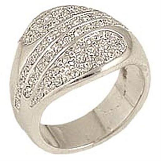 Picture of 0C212 - Brass Ring Rhodium Women Top Grade Crystal Clear
