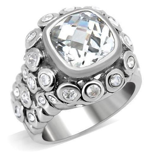 Image sur 0C705 - Brass Ring Rhodium Women AAA Grade CZ Clear