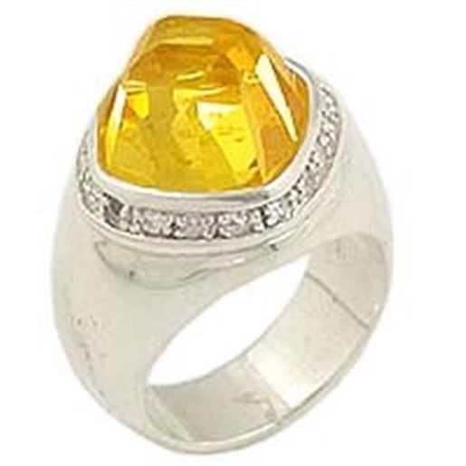 Picture of 0F223 - 925 Sterling Silver Ring High-Polished Women AAA Grade CZ Citrine