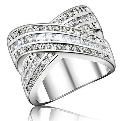 图片 0F233 - 925 Sterling Silver Ring High-Polished Women AAA Grade CZ Clear