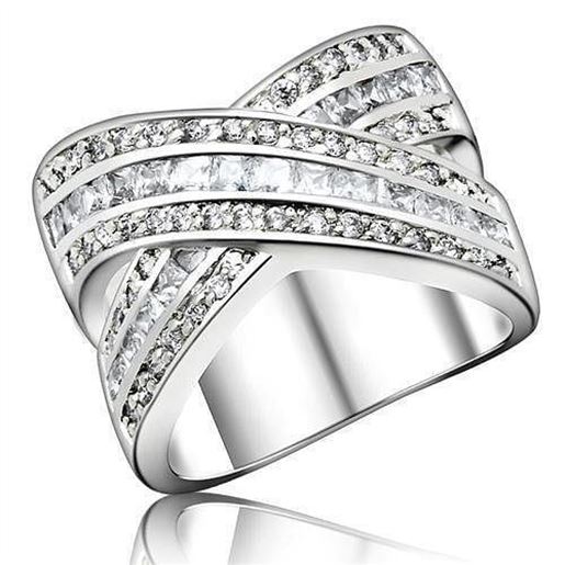 Изображение 0F233 - 925 Sterling Silver Ring High-Polished Women AAA Grade CZ Clear