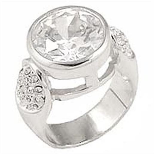 Image sur 0G415 - Brass Ring Rhodium Women AAA Grade CZ Clear