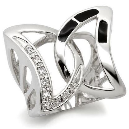 Image de 0W050 - Brass Ring Rhodium Women AAA Grade CZ Clear