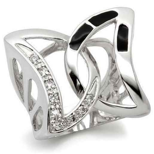 Image sur 0W050 - Brass Ring Rhodium Women AAA Grade CZ Clear