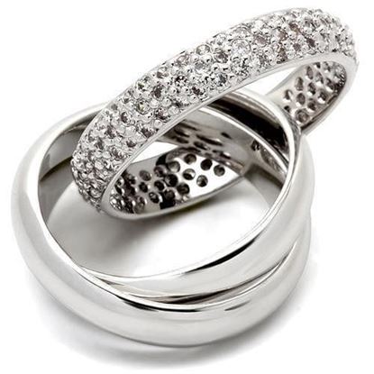 Image de 0W065 - Brass Ring Rhodium Women AAA Grade CZ Clear