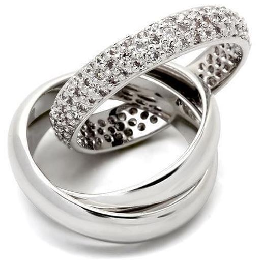Image sur 0W065 - Brass Ring Rhodium Women AAA Grade CZ Clear