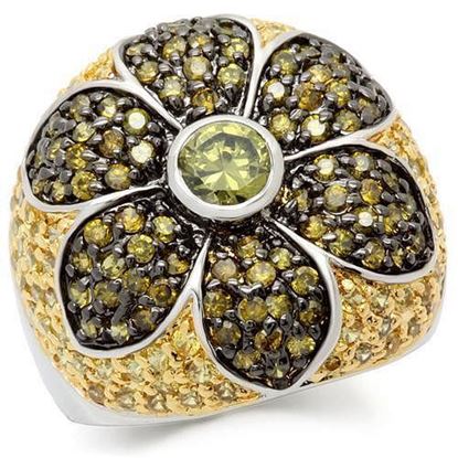 Image de 0W154 - Brass Ring Rhodium+Gold+ Ruthenium Women AAA Grade CZ Multi Color