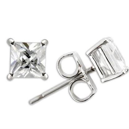 Foto de 0W159 - 925 Sterling Silver Earrings Rhodium Women AAA Grade CZ Clear