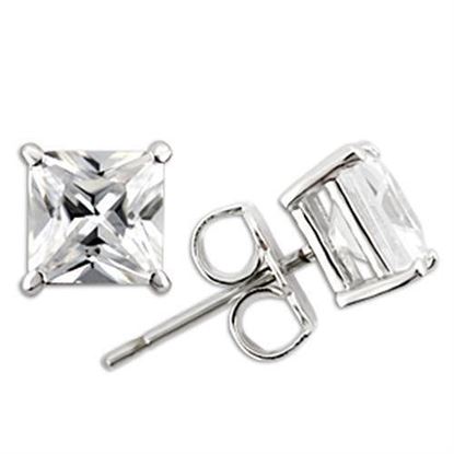 Picture of 0W160 - 925 Sterling Silver Earrings Rhodium Women AAA Grade CZ Clear