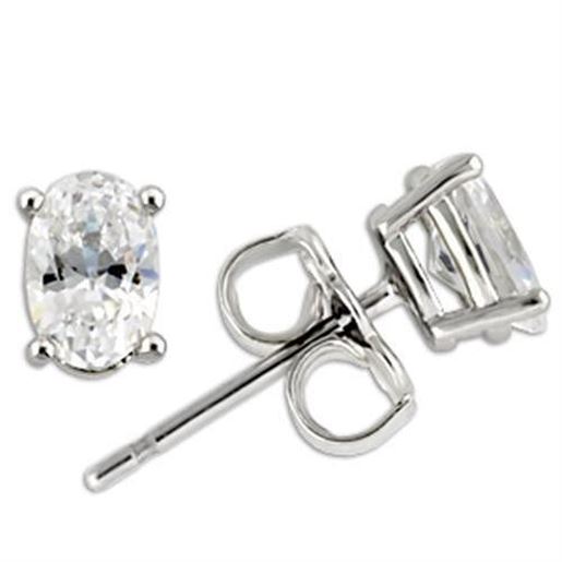 图片 0W174 - 925 Sterling Silver Earrings Rhodium Women AAA Grade CZ Clear