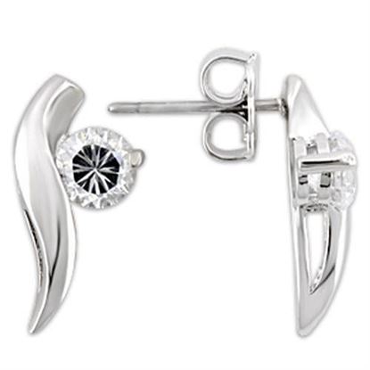图片 0W177 - 925 Sterling Silver Earrings Rhodium Women AAA Grade CZ Clear