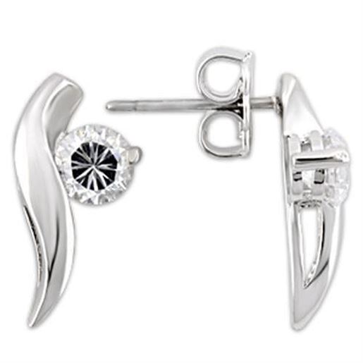 Picture of 0W177 - 925 Sterling Silver Earrings Rhodium Women AAA Grade CZ Clear