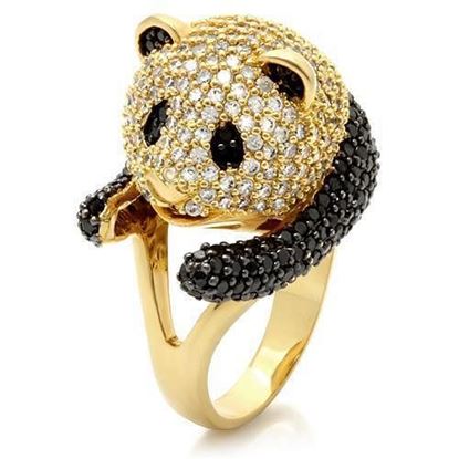 Picture of 0W182 - Brass Ring Gold+Ruthenium Women AAA Grade CZ Jet