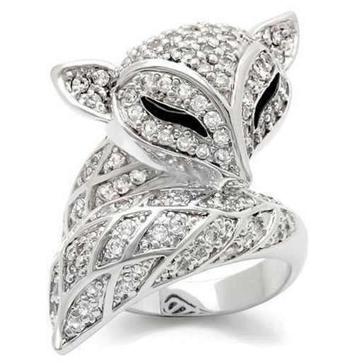 Изображение 0W185 - Brass Ring Rhodium Women AAA Grade CZ Clear