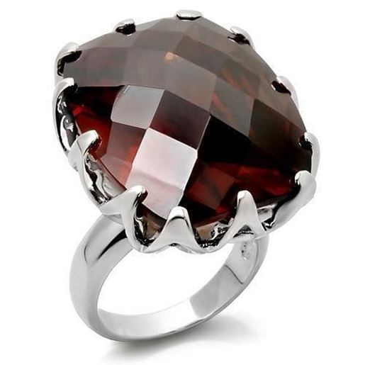 Foto de 0W198 - Brass Ring Rhodium Women AAA Grade CZ Smoky Topaz