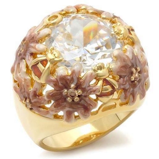 图片 0W203 - Brass Ring Matte Gold & Gold Women AAA Grade CZ Clear