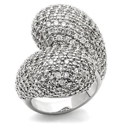 Picture of 0W216 - Brass Ring Rhodium Women AAA Grade CZ Clear