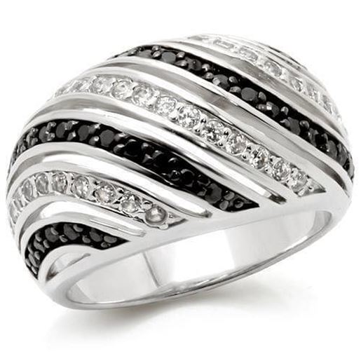 图片 0W224 - Brass Ring Rhodium + Ruthenium Women AAA Grade CZ Jet